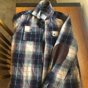 Comune Wool Button-Up Shirt w/ Suede Elbow Patches